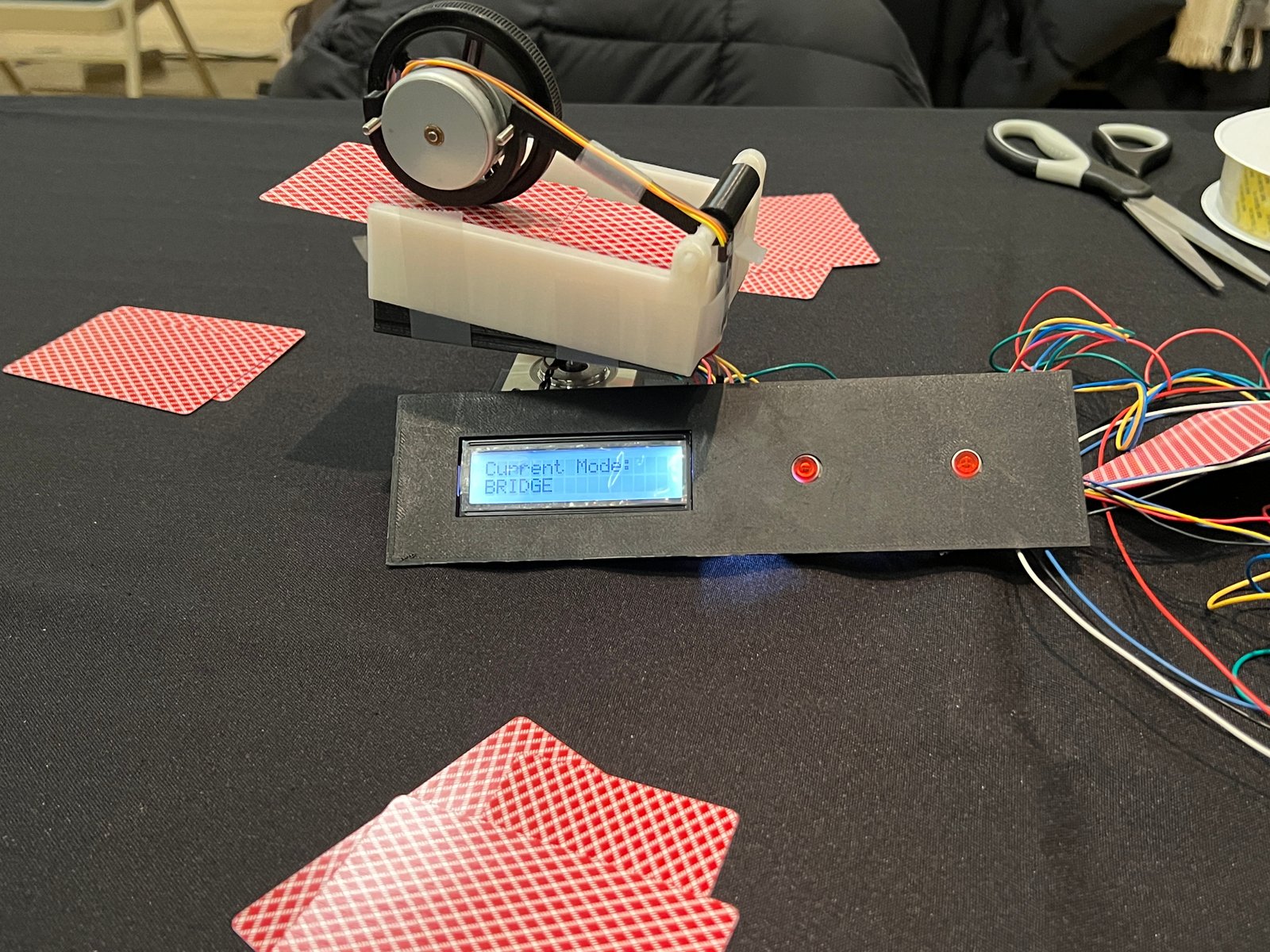 Robot card dealer at Build18 demo booth