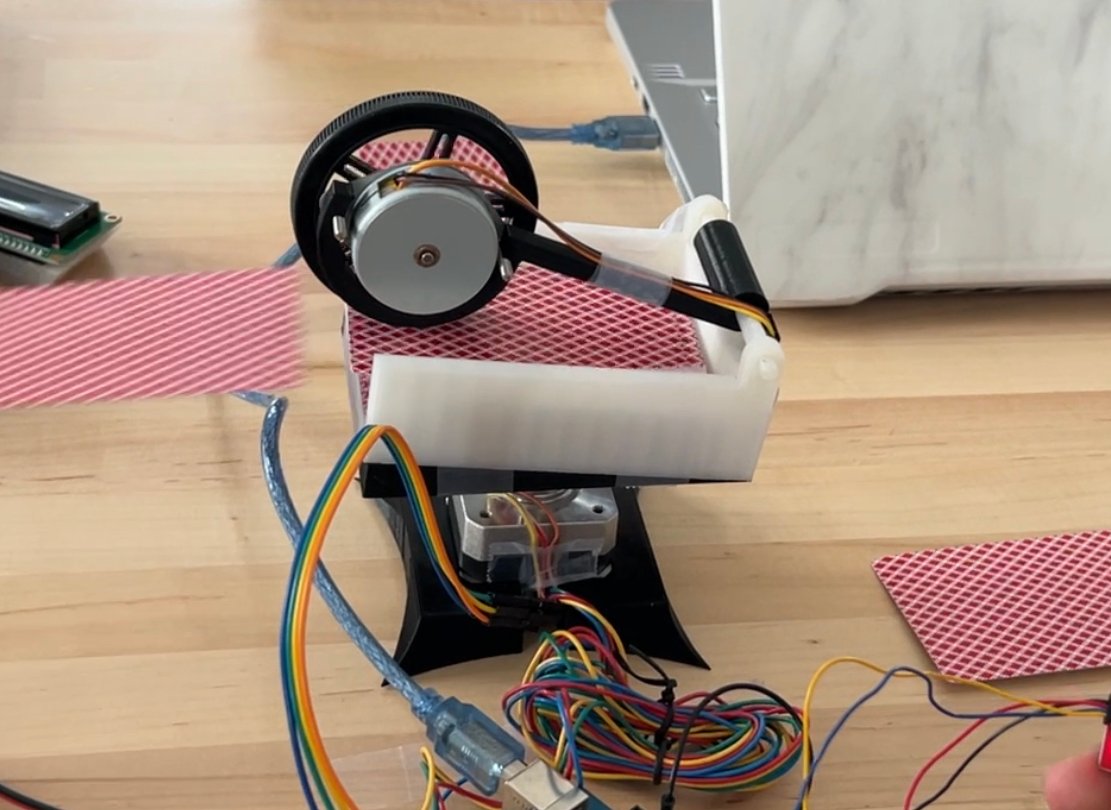 Robot card dealer prototype close-up